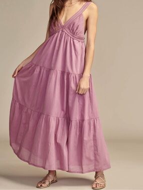 Lucky Brand Dusty Mauve Tiered Maxi Dress
